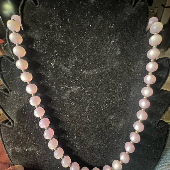 vintage moon glow Lavender Beaded Necklace - Picture 4 of 6